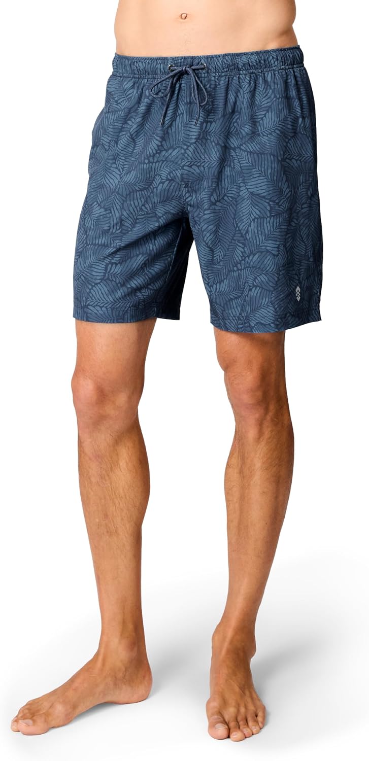Free Country Men's Swim Trunks 7" Inseam Lined Swimming Shorts Quick Dry UPF 50+ Stretch Lined Boards Beach Pool-Palm Camo