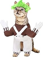 Vista 2 de Fun Costumes - Willy Wonka Pet Oompa Loompa para perros y gatos, disfraz de trabajador de fábrica de chocolate para mascotas S