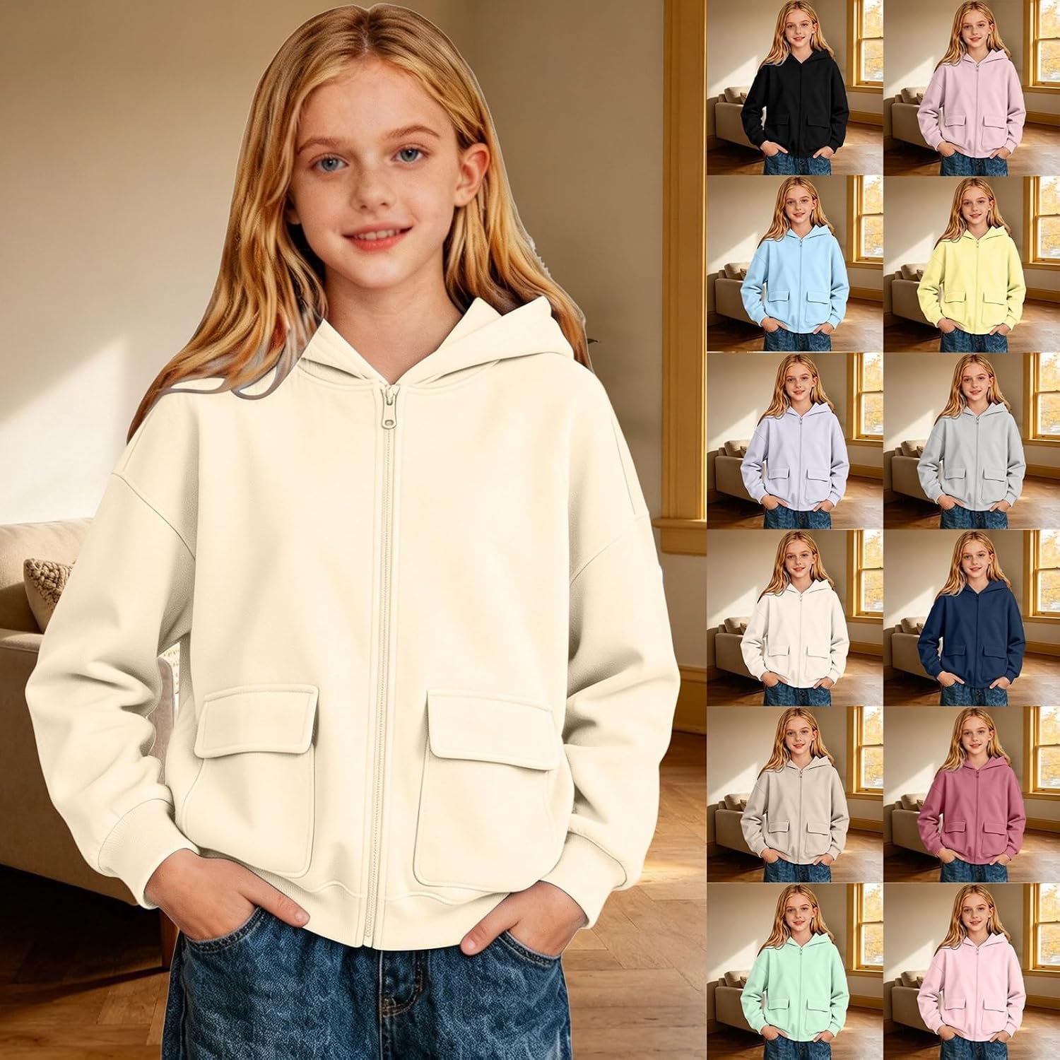 Girls Crewneck Sweatshirts Long Sleeve Cute Hoodies Pullover Tops Kids Athletic Drop Shoulder Sweatshirt Fall Clothes