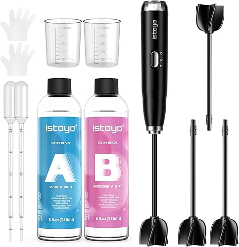 ISTOYO Mezclador de resina prémium con kit de resina, mezclador epoxi de batería de mano para salvar tu muñeca, mezclador de resina epoxi Pro,