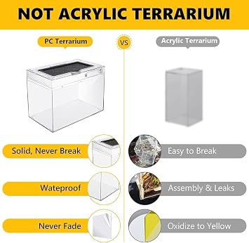 Large Reptile Terrarium Kit,30x18x23 cm Ventilation ReptileTank | Top Sliding Door Screen Habitat PC Cage for Lizards,Spider,Geckos,Hermit Crabs with Hygrometer,Hide Cave,Bowl,Tweezer,Sprayer
