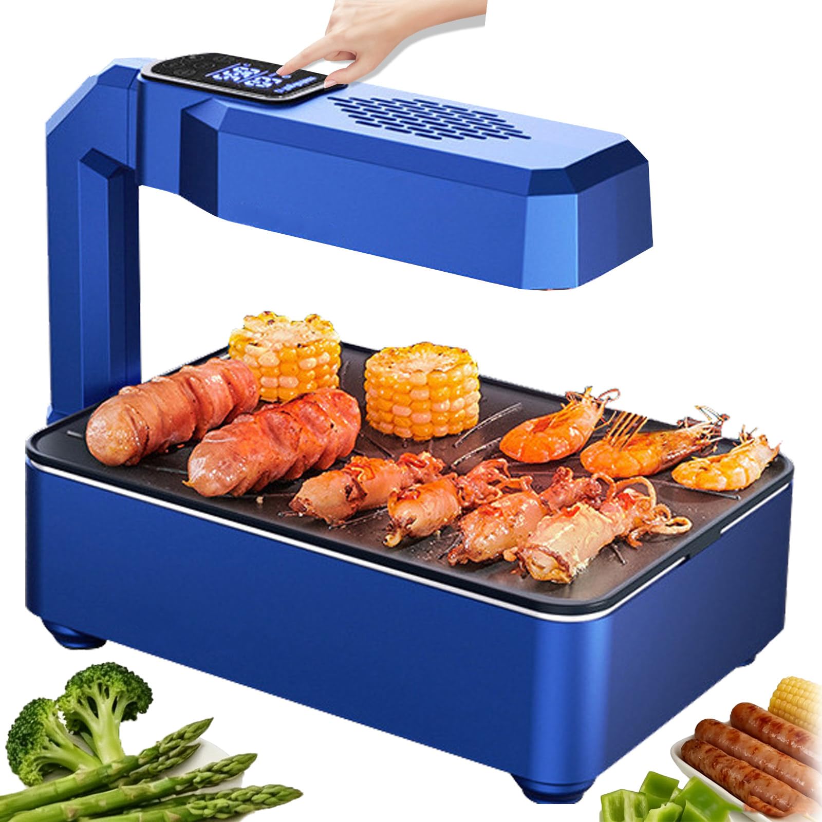 Plancha Grill Electrica,Doble Calentamiento,Función De Temporizador