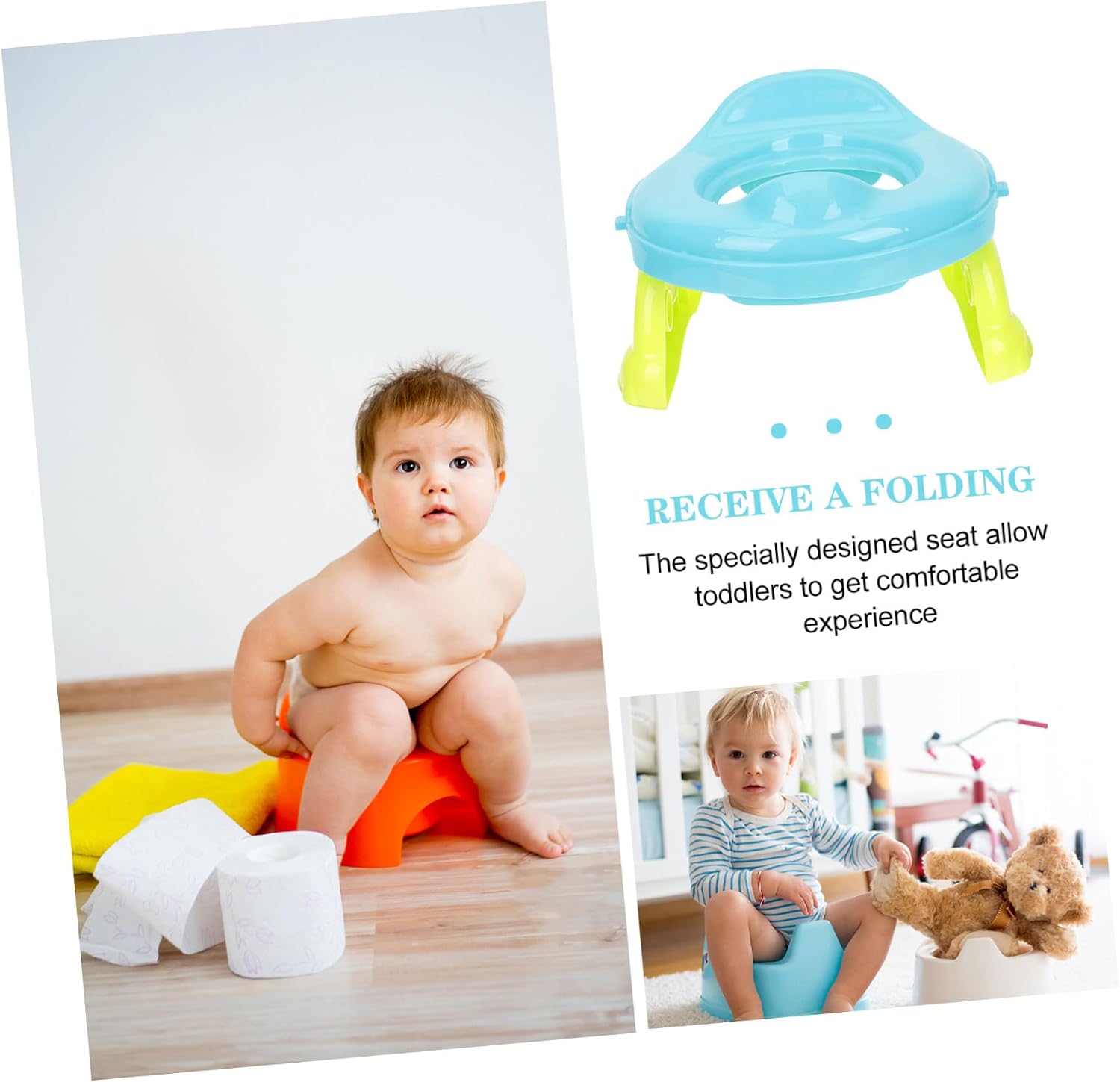 Portable Folding Potty Seat Comfortable Training Toilet for Car Travel Camping Picnic and Use Potty for Boys and
