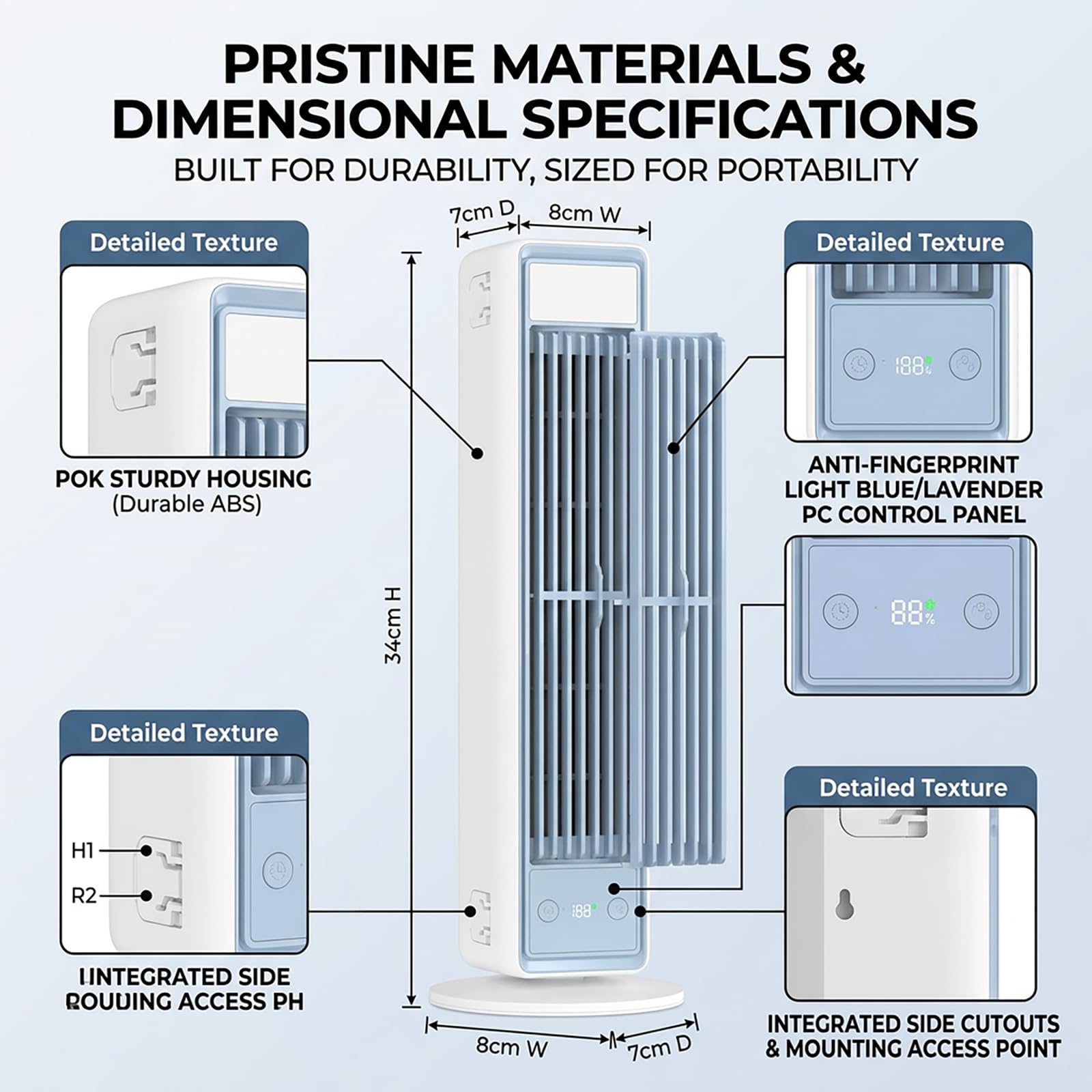 Enfriador de aire de torre sin aspas 3 en 1, ventilador de enfriamiento portátil USB de sobremesa o montable en pared con control remoto y pantalla digital, 5 velocidades de viento ajustables