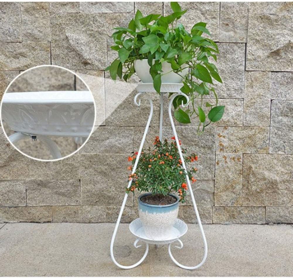 jklj Garden Plant Flower Stand Metal 2story Plant Station Indoor