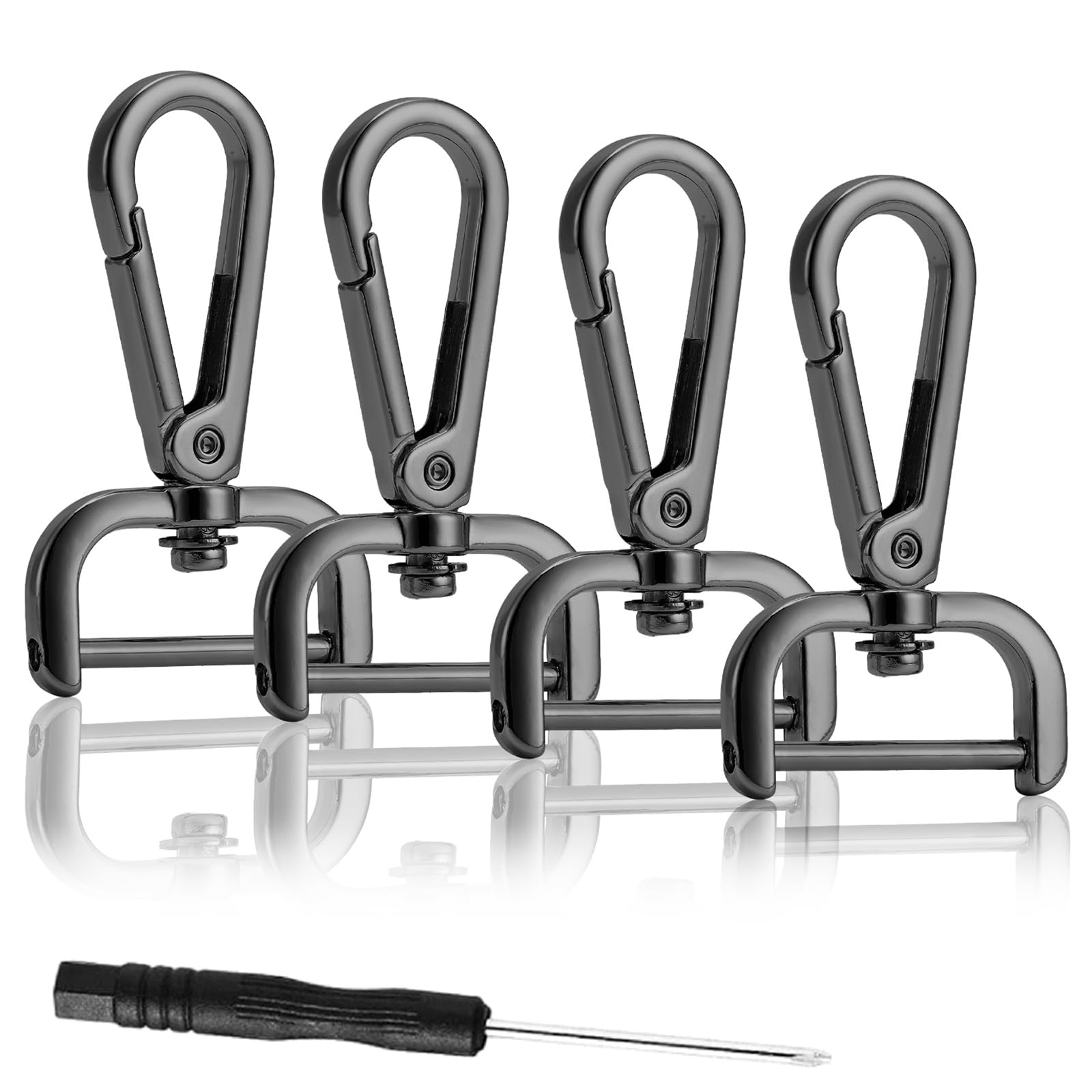QIUTIMIY 4PCS Detachable Snap Hook Swivel Clasp with Screw Bar,Multiple Sizes Hardware Replacement for Bag Strap(Gunmetal,3.8cm)