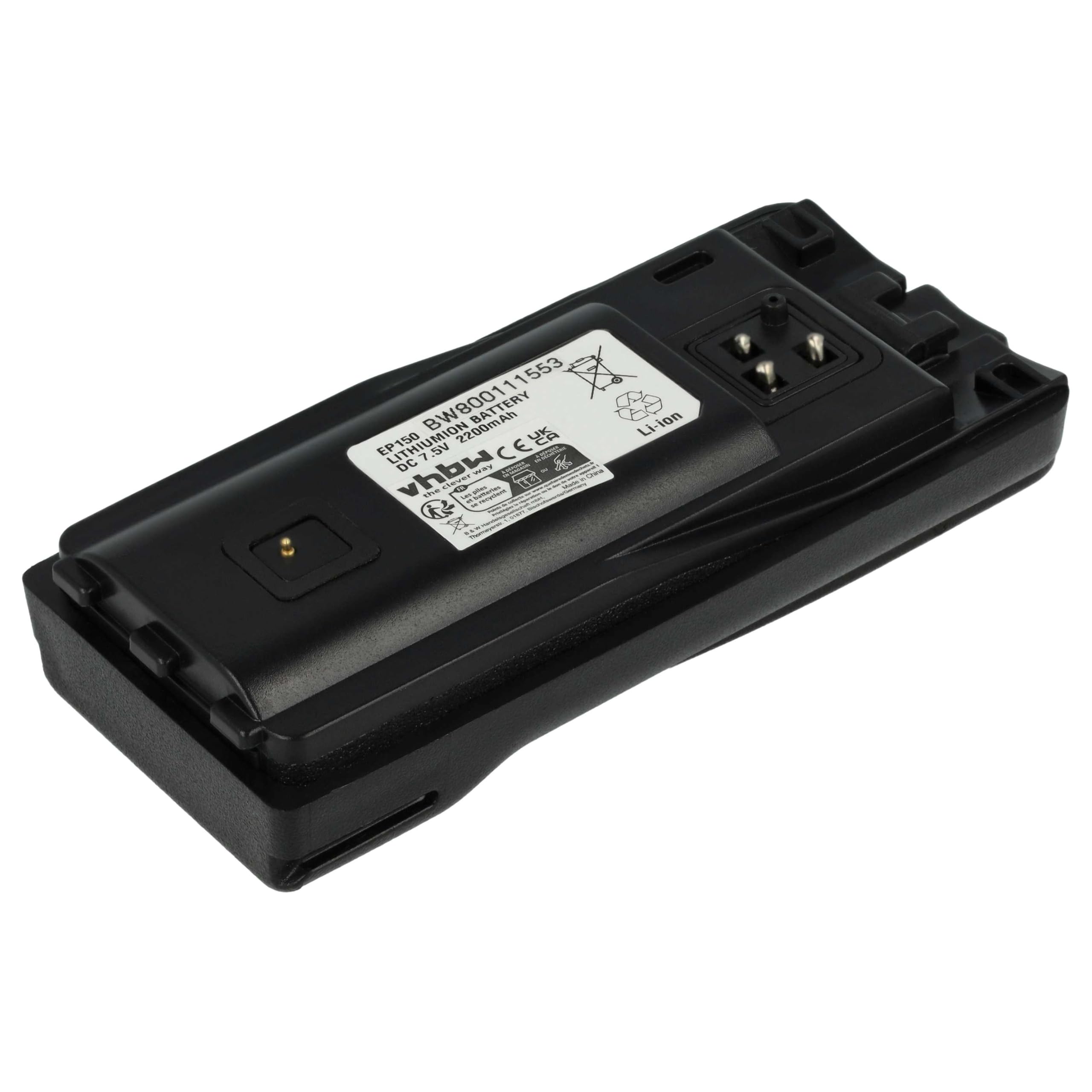 vhbw 1 x bateria kompatybilna z Motorola RDV2080 RDV5100 XTNi, XTNiD radio (2200mAh, 7,5V, Li-ion) + klips