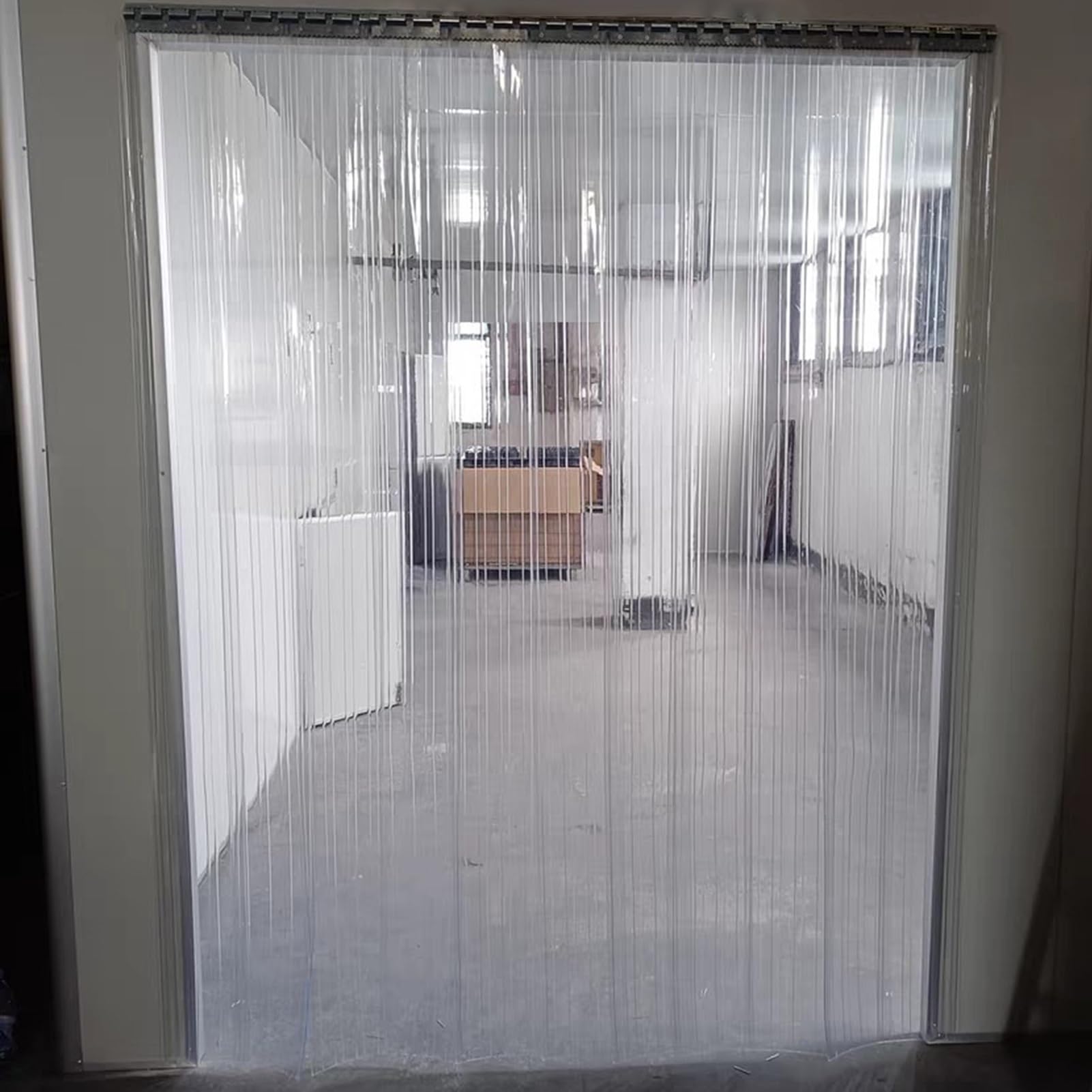 Rideau Lanières Plastique PVC Porte Rideaux Garage Pliable Lamelle Industriel Entrepôts Balcons(56.7" W x 98.4" L/144x250cm)