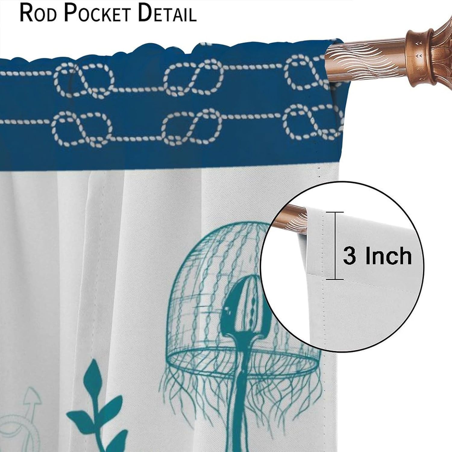 Ocean Themed Curtains,Blue Watercolor Hand-Painted Sea Animals Seahorse Octopus Sea Turtle Jellyfish Print Blackout Rod Pocket Window Treatments Drapes for Bedroom Living Room Home 52X84in