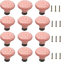 Vista 6 de 12 pomos de cerámica blanca para gabinete, pomos florales para cajones con tornillos de montaje, 1.34 pulgadas de diámetro