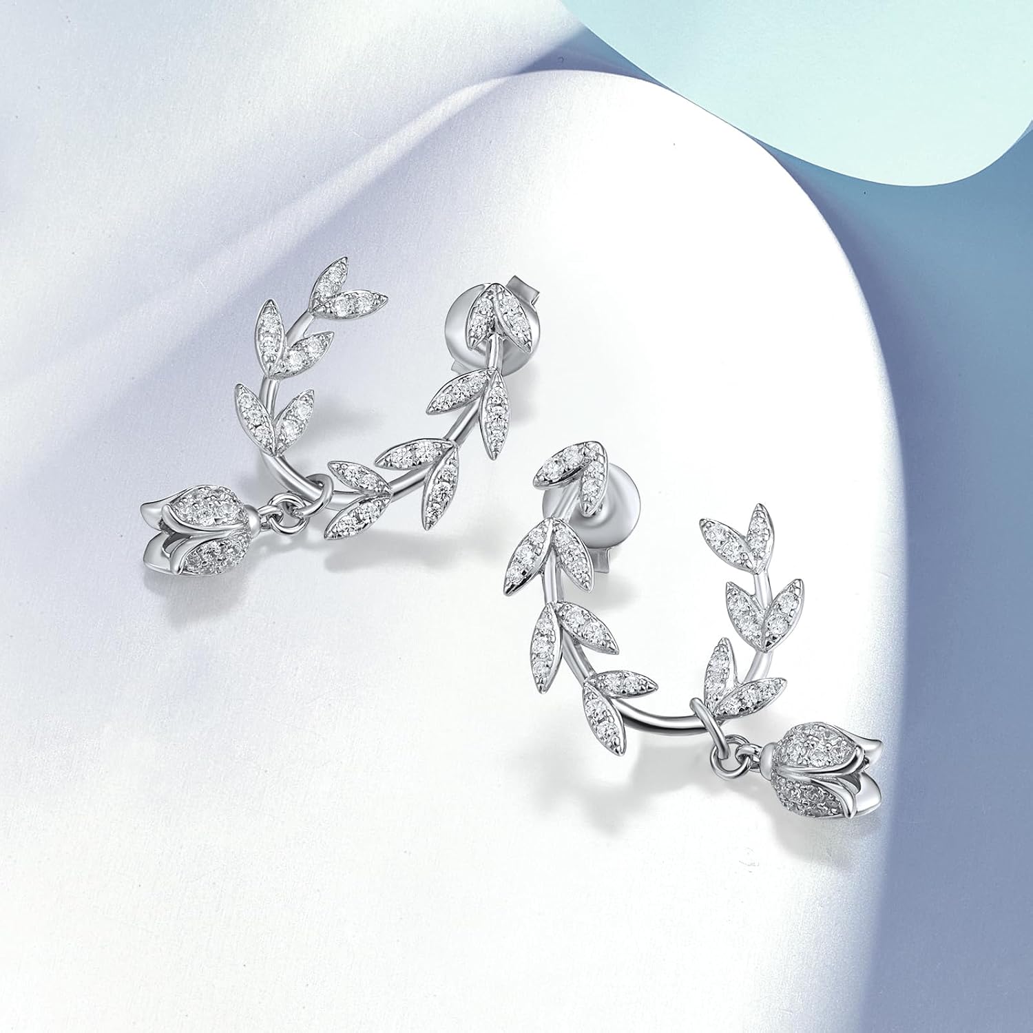 Santuzza 925 Sterling Silver Gemstone Flower Dangle Studs Earrings for Women - Image 3