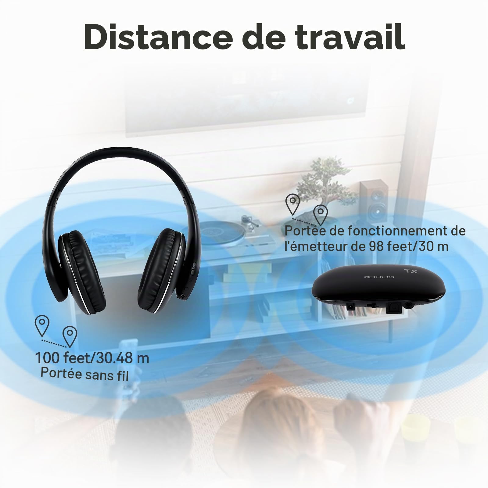 Retekess TA005P Casque TV sans Fil, Version Améliorée de Deuxième Génération