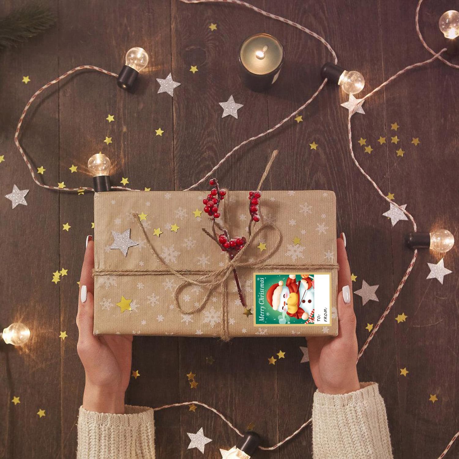 90 PCS Christmas Labels Stickers, Christmas Gift Tag Stickers Name Tags Self-Adhesive Labels - Image 6