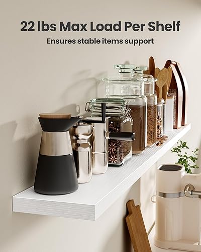 Miniatura 59 de Amada - 3 juegos de estantes flotantes invisibles montados en la pared, estantes modernos de almacenamiento de madera sintética con acabado mate