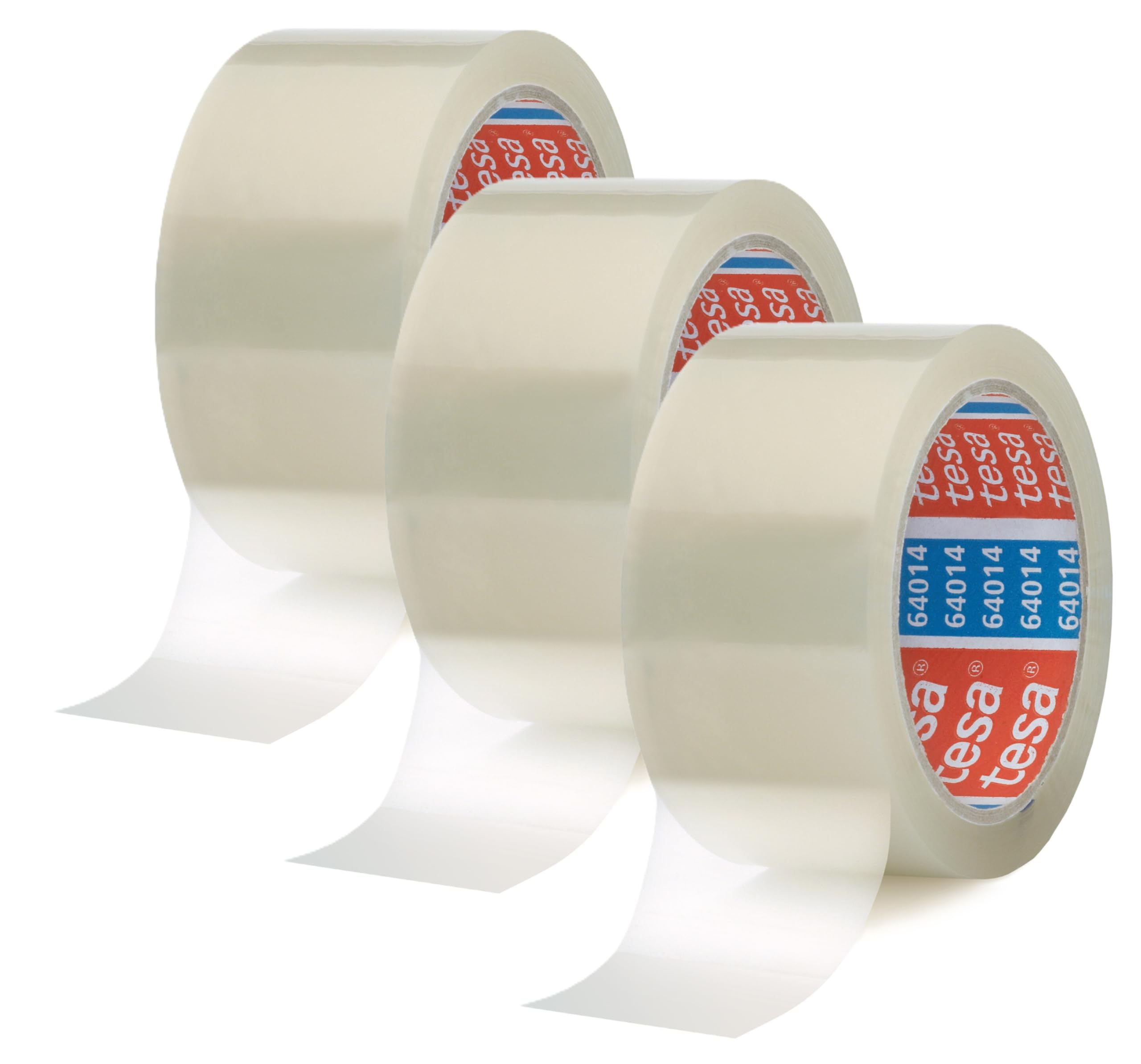 tesa tesapack 64014 - Geräuscharmes 66 m Paketklebeband zum Verpacken von Paketen und Versandschachteln - transparent - (3 Rollen, Single)