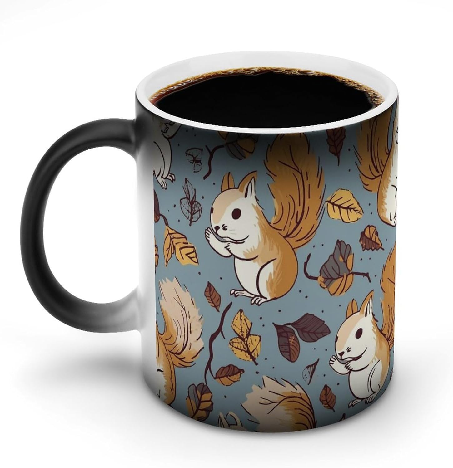 Color Changing Mug Cute Squirrel Printed Ceramic Coffee Mug Heat Changing Sensitive Mug Magic Heat Changing Coffee Mug Novelty Coffee Mugs