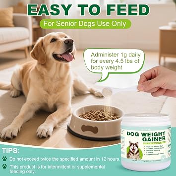 Dog Weight Gainer, Senior Dog Weight Gain Supplement, High Calorie Protein Powder for Dogs - Support Muscle Growth & Enhance Immune Function and Rapid Recovery, Chicken Liver Flavor (4 OZ)