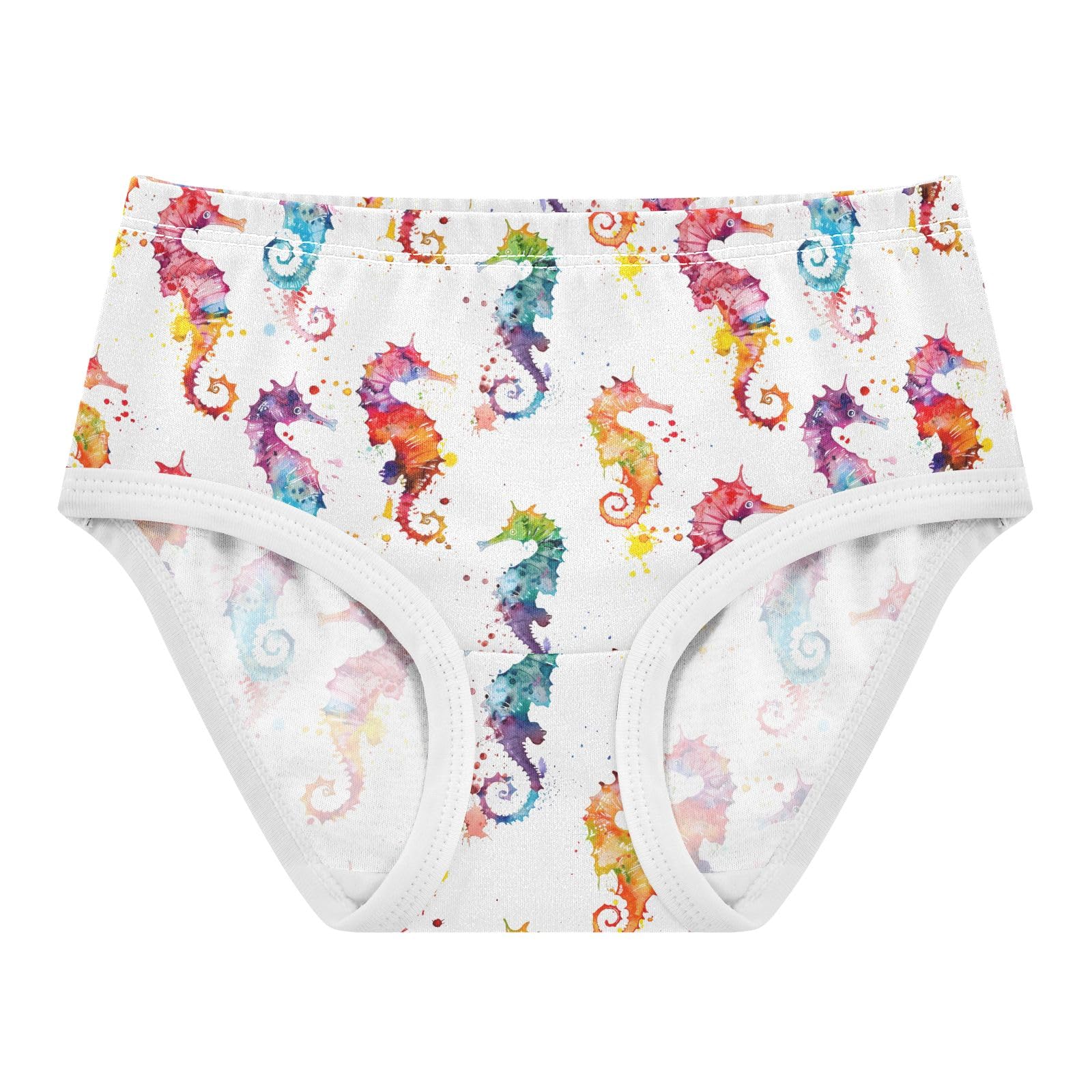 ALAZA Toddler Girls Cotton Hipster Underwear Soft Seahorses Colorful 2 Pack 2T