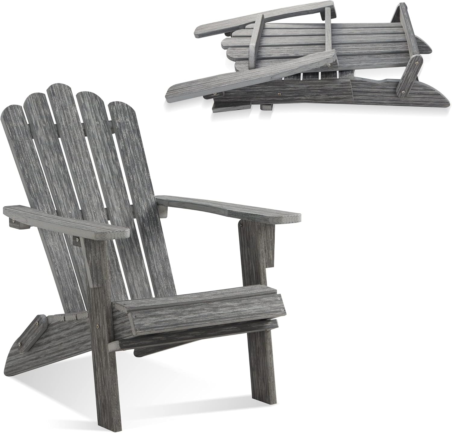 Folding Adirondack Chair, HDPE Adirondack Chairs, All-Weather Resistant Lawn Chairs,Patio Firepit Chairs for Garden