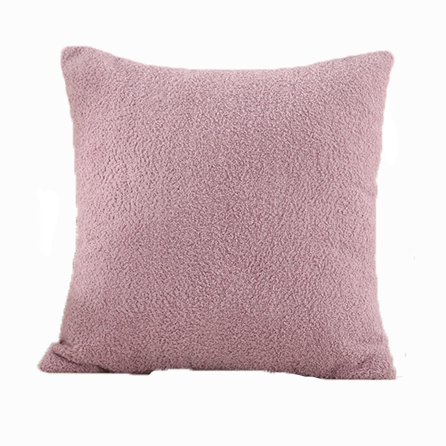 Federe per cuscini quadrate in pile con orsetto, decorative, per divano e soggiorno (colore viola, 60 x 60 cm, set da 6