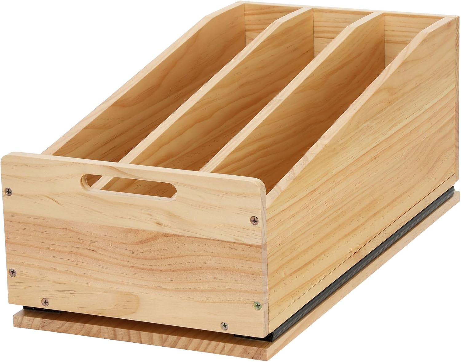 Baking Pan Storage Rack Wood, Tray Divider Rollout for Cabinet, Pull Out Cutting Board Organizer for Storing Appliances, Pan Cookie Boards, Lids, Cutting Board Shelf, 10.5"W X 21"D X 7.5"H