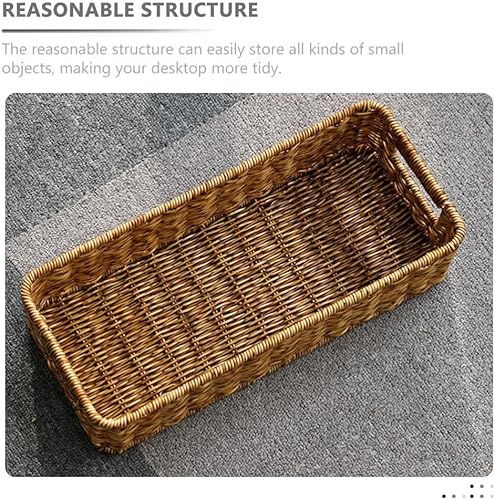 Miniatura 8 de Cabilock Bandeja de ratán para cubiertos de cocina organizador de cajones cesta de frutas de mimbre cesta de servir cubertería bandeja organizadora