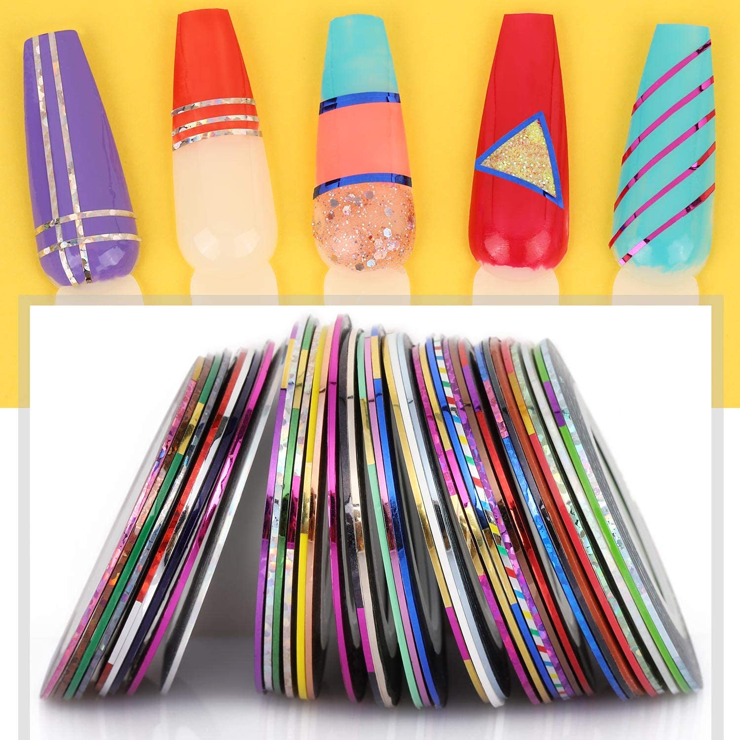 Belicia 10 Rolls Nail Striping Tape Line Nail Art Decoration Sticker for DIY Nail Tip 3
