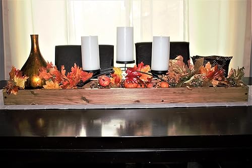 Miniatura 6 de Farmhouse table trough-farmhouse table decor-tray for decor-farmhouse table tray centerpiece-dining room centerpiece-long wood tray 5 12 x 35 Walnut