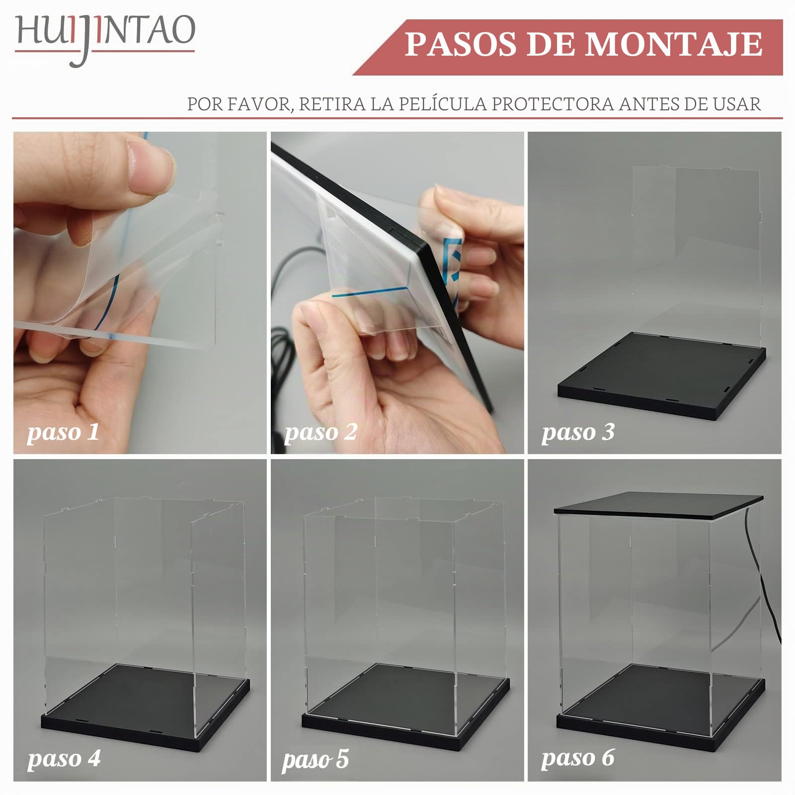 Vitrina Expositora para Colecciones, Caja Metacrilato Transparente con luz LED, Vitrina Metacrilato, Urna Metacrilato Expositor Vitrina para Colecciones, Miniaturas, Figuritas (20x20x25 cm)