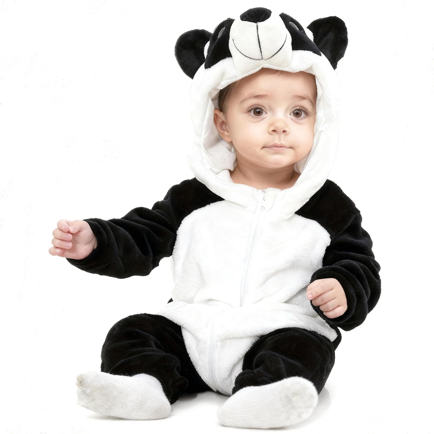 DarkCom Unisex Baby Panda Costume Animal Onesie Toddler Hooded Romper Halloween Kids' Christmas Pajamas