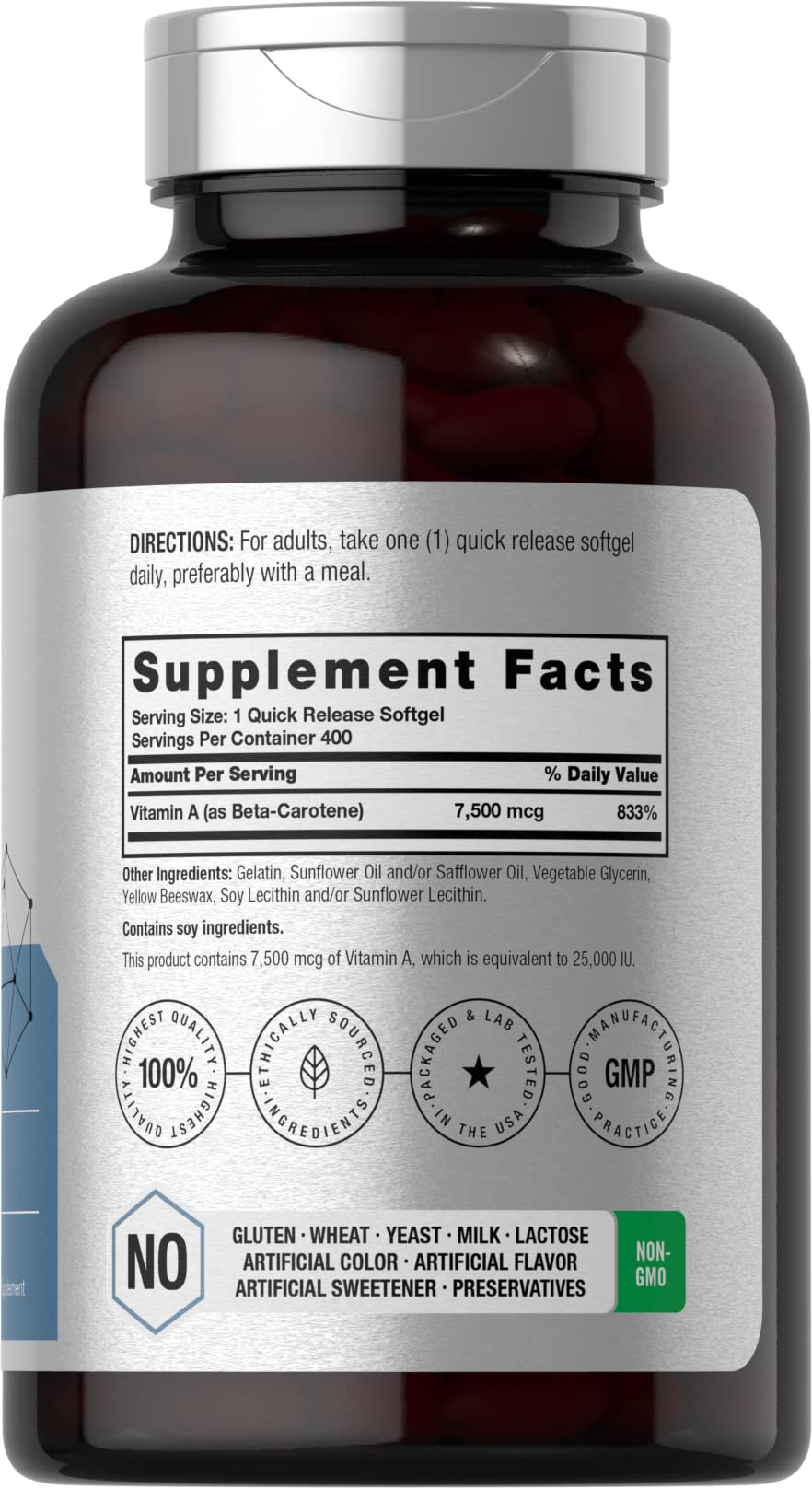 Horbäach Beta Carotene Supplement | 25000 IU Softgels | 7,500 mcg — Amazon image 2
