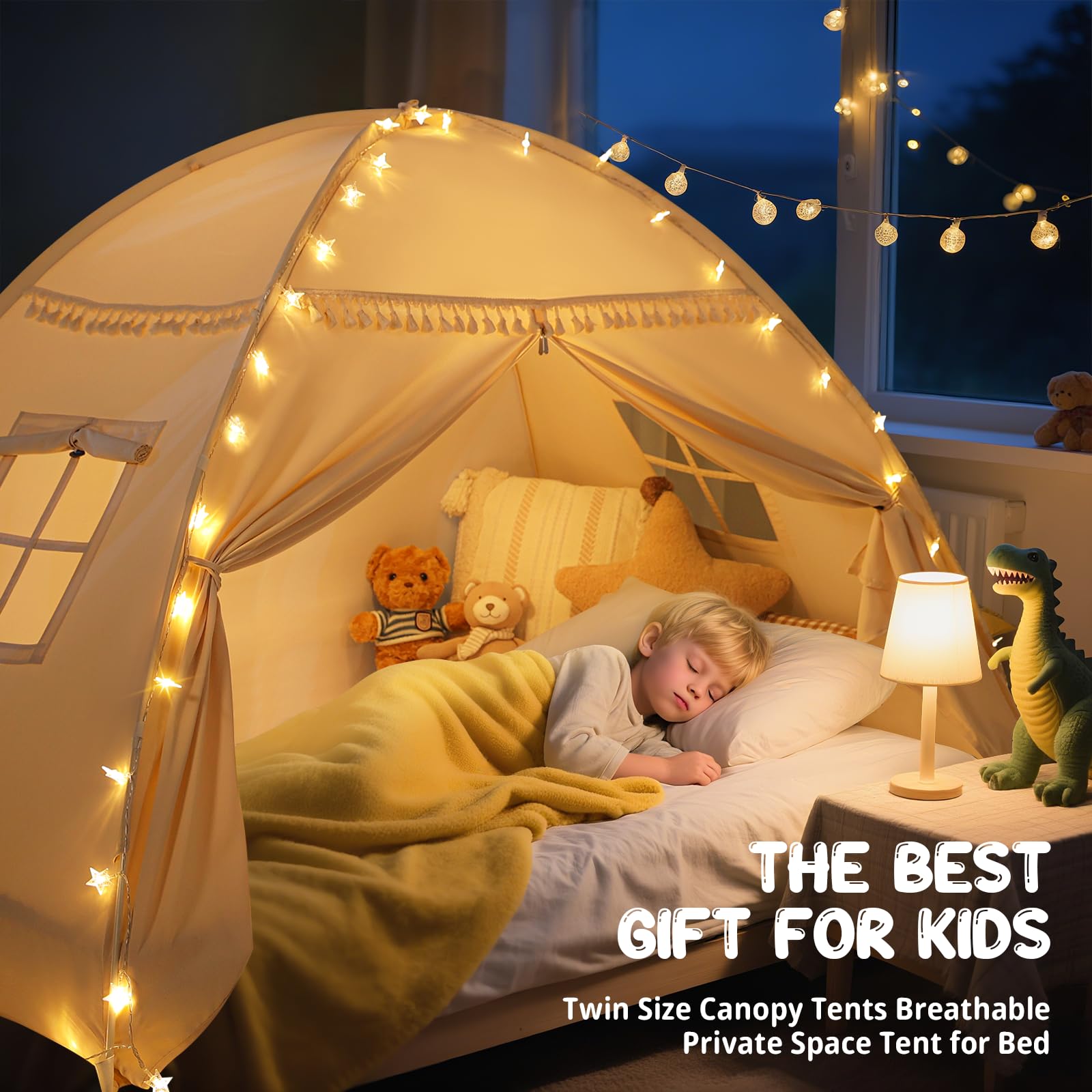 Sumbababy Tipi para Niños en Interiores: Tiendas de Campaña para Niños con Dosel Doble, Tipi para Niños y Niñas, Casa de Juegos para Bebés en el Interior para Dormir para Sala de Juegos
