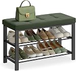 SONGMICS Shoe Storage Bench, Entryway Bench with Cushion, 31 x 100 x 49 cm, Shoe Rack with Seat, Space-Saving, Modern Style, for Living Room, Bedroom, Hallway, Dark Gray and Ink Black ULBS579B33 | Shoe Rack with Seat, Space-Saving, Modern Style, Dark