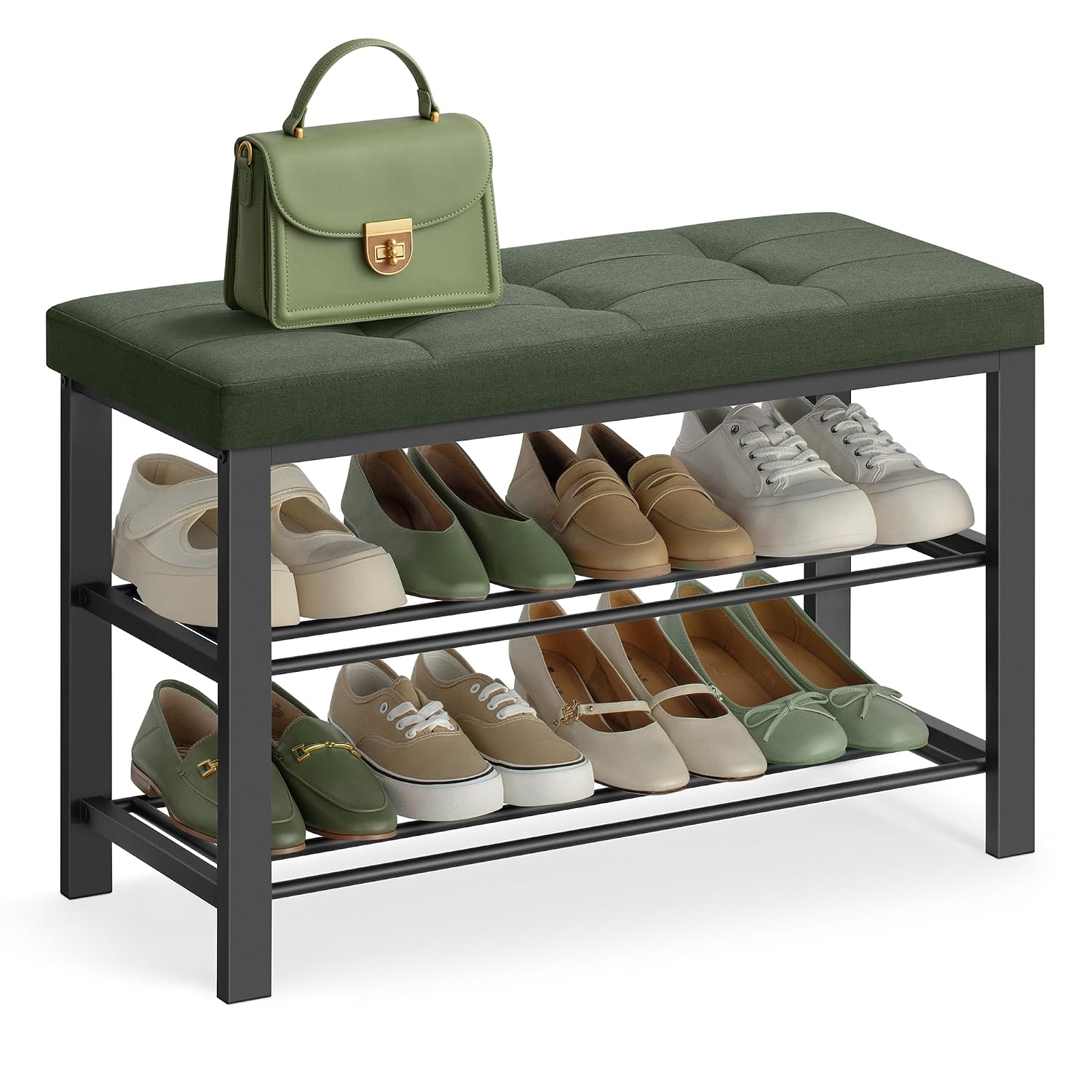 SONGMICS Shoe Storage Bench, Entryway Bench with Cushion