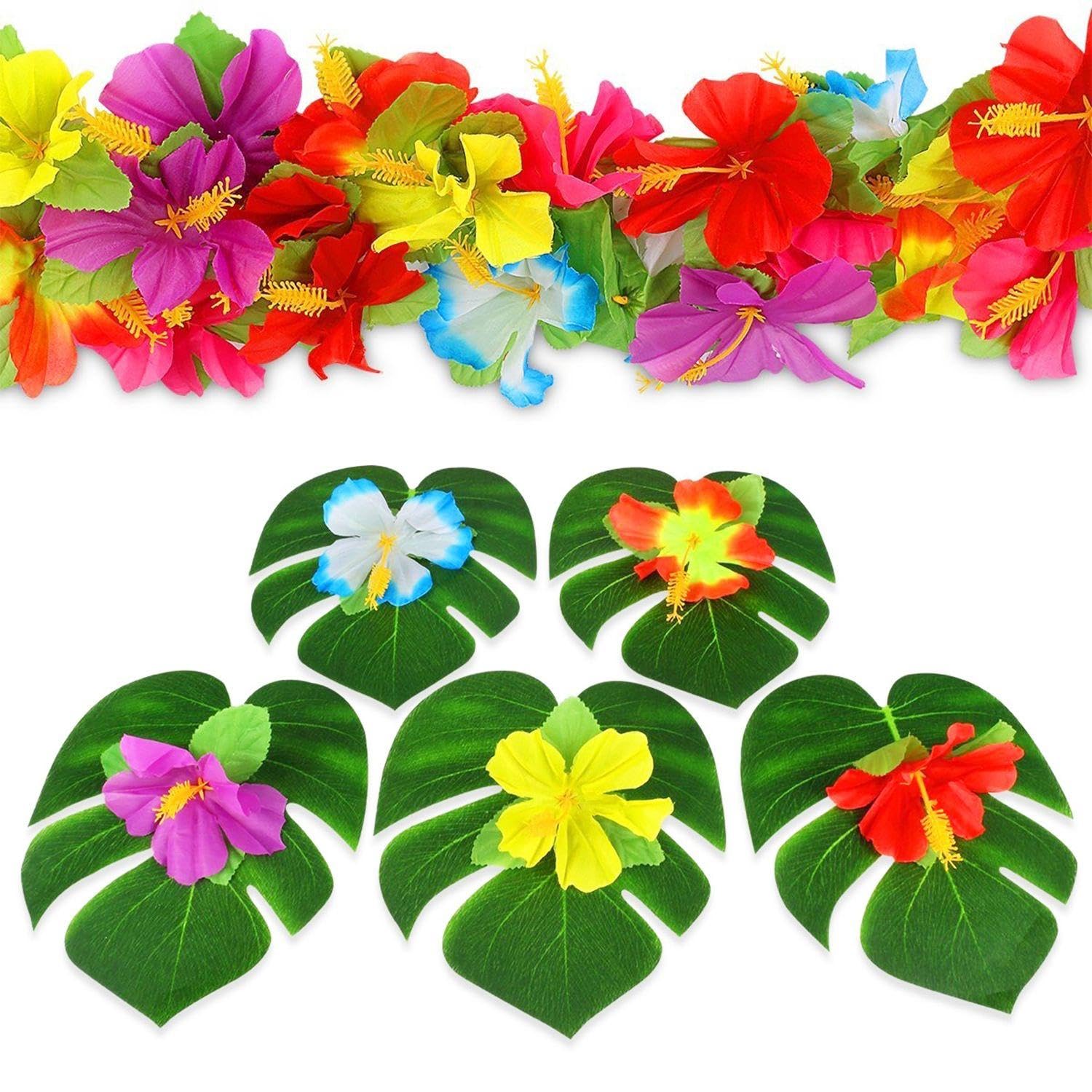 VEHYEGOI 60 Pieces Tropical Party Decoration Supplies, Hawaiian Party Decorations, Palm Tree Decorations, Table Decorations - Image 3