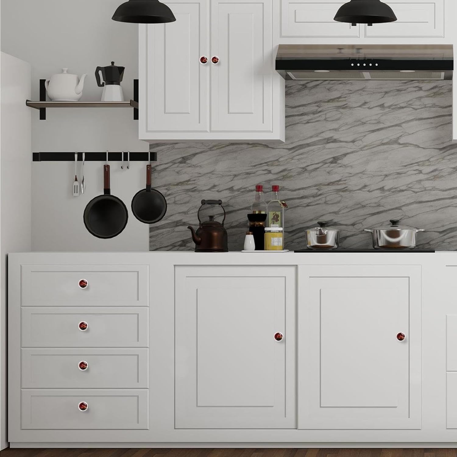 Black Base Summer Fruit Watermelon Pineapple (2) Furniture Knobs, Sturdy Cabinet Pulls with Screws for Home Renovation