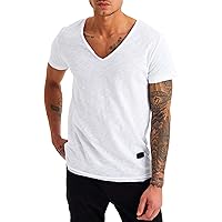 Leif Nelson LN6280 Maglietta Uomo con Scollo a V – T‑Shirt Estiva in Cotone