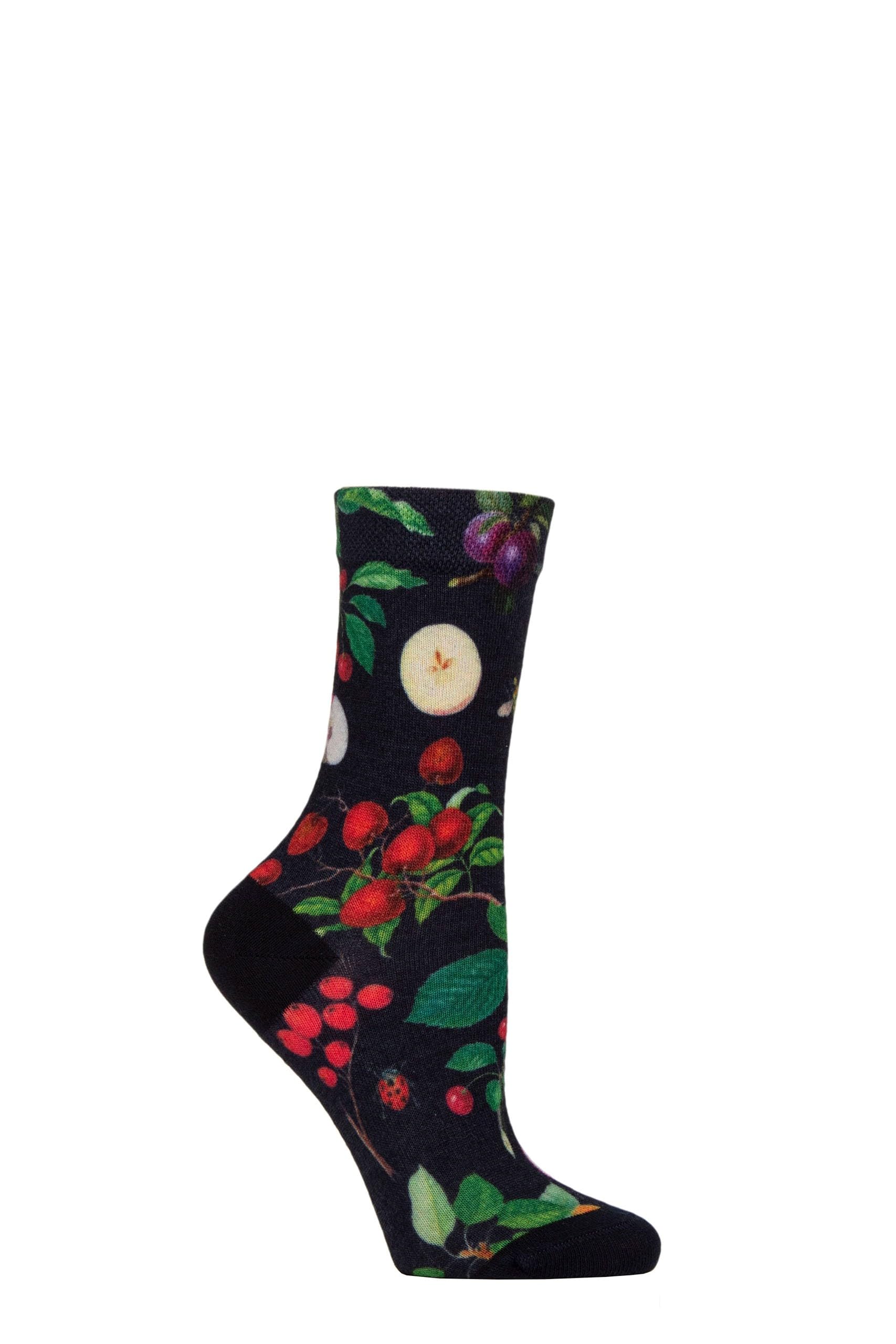 SockShop RHS Royal Horticultural Society Women's Socks - Fruit, Floral & Botanical Patterned Socks, Bright & Colourful, Gift for Gardeners, 1 Pair Size 4-8 Fruit 4-8