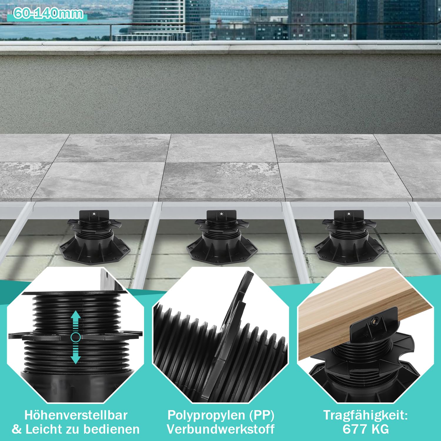 Froadp 30 - 60 mm, Height Adjustable Pads for Patio Panels, Self Froadp 30 - 60 mm, Height Adjustable Pads for Patio Panels, Self