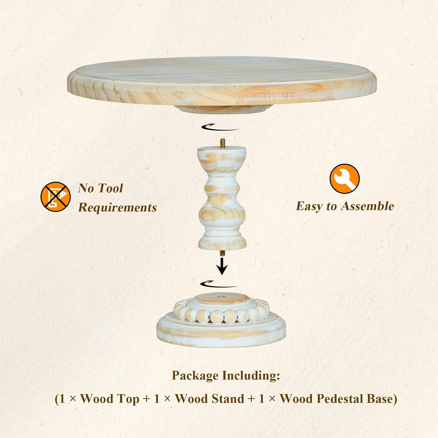 Wooden Risers for Display, 12-Inch Round Wood Cake Stand, Rustic Farmhouse Wood Pedestal Stand, Vintage Cake Stand Pedestal Tray for Home Decor