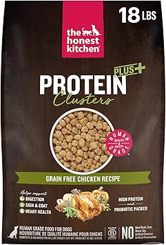 The Honest Kitchen Human Grade Dog Food, Protein Plus+ Clusters Grain Free Chicken Dry Dog Food, 18 lb Bag