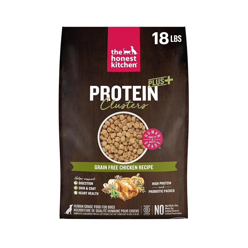 Ração seca para cães adultos com frango e alta proteína The Honest Kitchen Protein Plus+ Clusters 8,17 kg