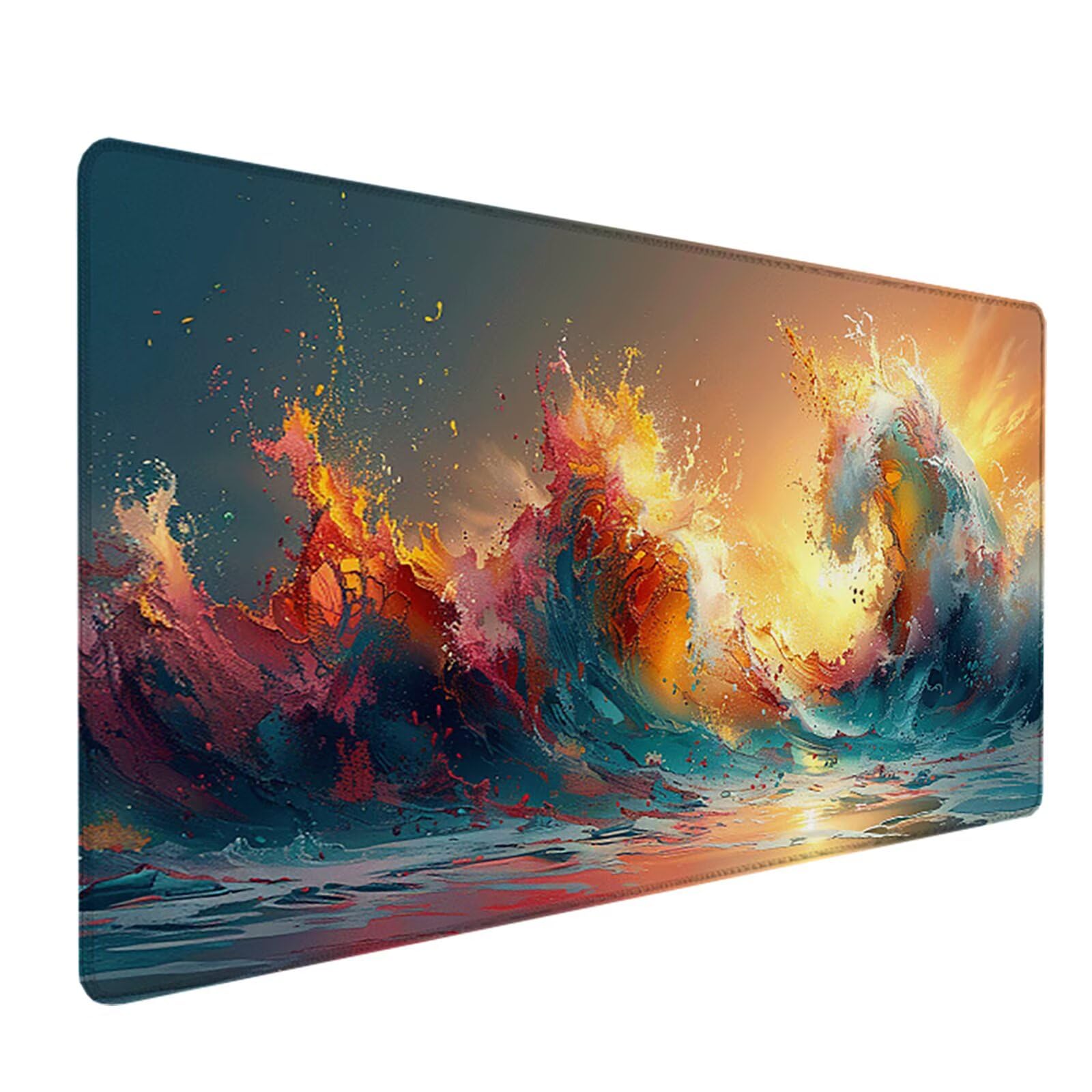 Ondas Alfombrilla Ratón Gaming XXL 1500x800mm, Alfombrilla Gaming Color Mousepad con Base de Goma Antideslizante, Impermeable Desk Mat para Teclado y Raton, Accesorios Gaming, Regalos de Hombre K-3