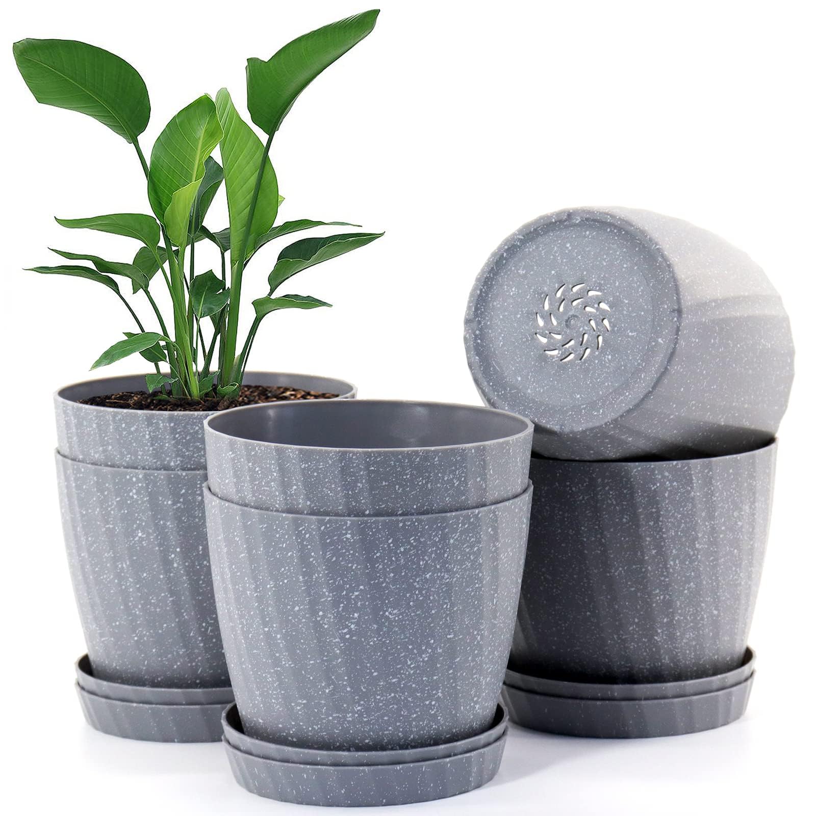 Amazon.co.jp: UOUZ 7インチ 植木鉢 バルク 6個パック プラスチック