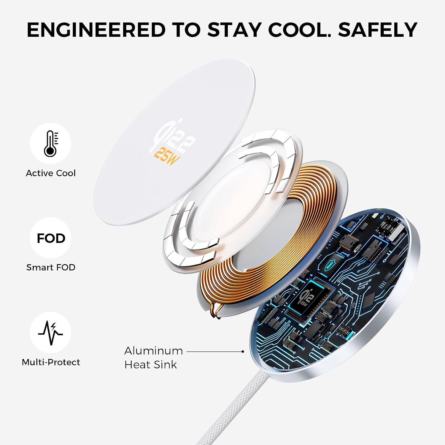 Magnetic Wireless Charger [25W Fast], 6FT Qi2.2 Wireless Charging Pad with 45W USB-C Wall Charger Combo, Stay-Cool Fast Wireless Charger for iPhone 17-16 Galaxy S26-25 AirPods thumbnail