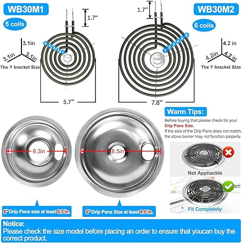 Miniatura 3 de Actualizado WB30M1 WB30M2 Quemadores de estufa eléctrica de reemplazo para GE Hotpoint, quemador de estufa eléctrica para estufa de gama completa