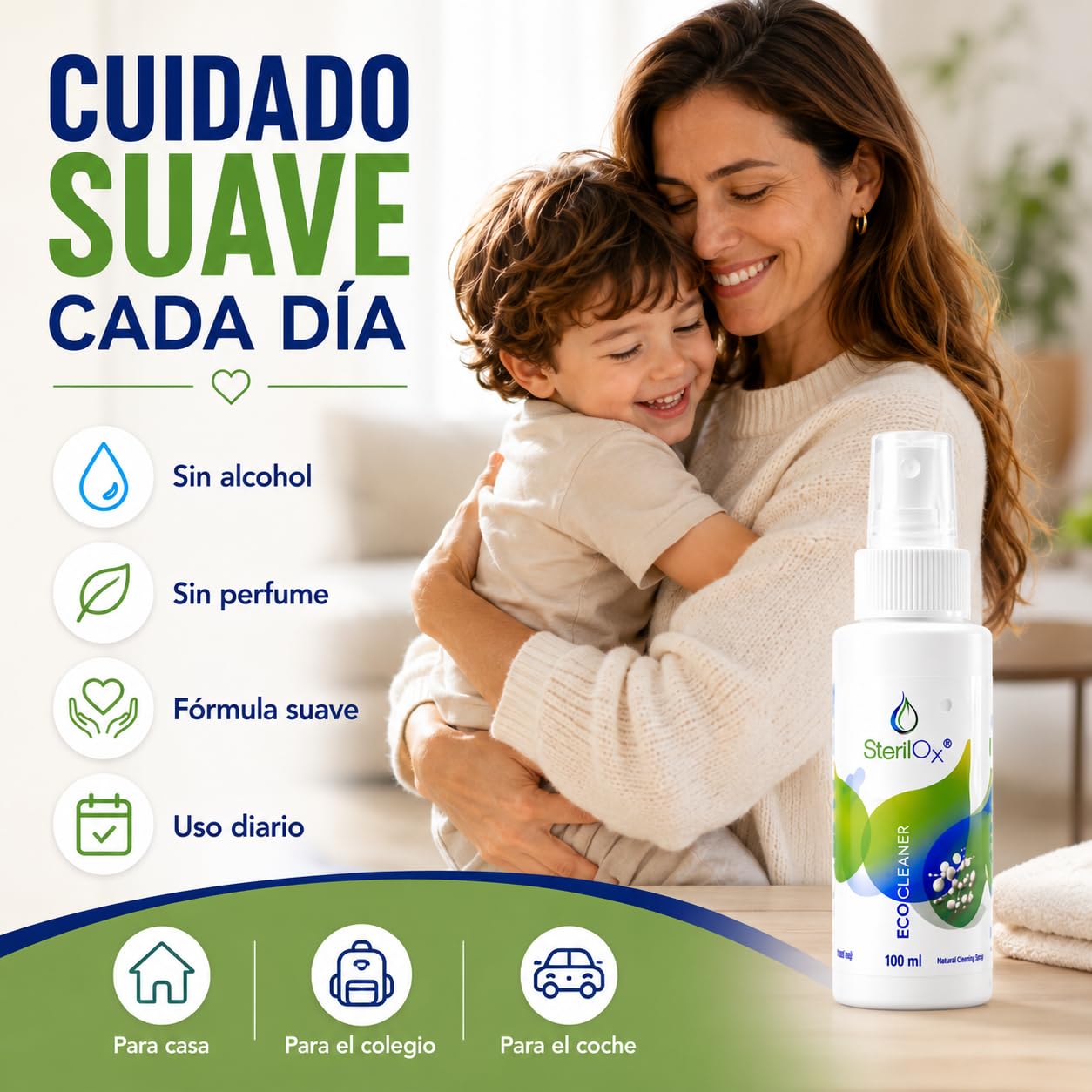 Spray 3 x 100 ml – Pack Cosmético con Ácido Hipocloroso | Para Manos, Piel y Objetos Personales | Seguro para Niños y Mascotas – Sin Alcohol ni Perfume