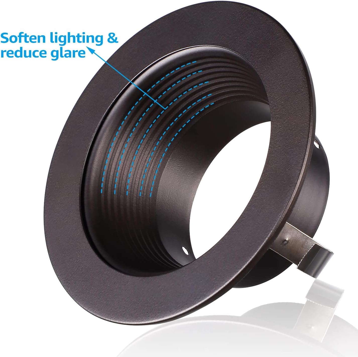 TORCHSTAR 4 Inch Rosewood Decor Recessed Light Trim, Metal Step Baffle Trim, Fit Halo/Juno Remodel Recessed Housing, 4 Inch Can Light Trim for PAR16, PAR20, BR20, Oil Rubbed Bronze, Pack of 6