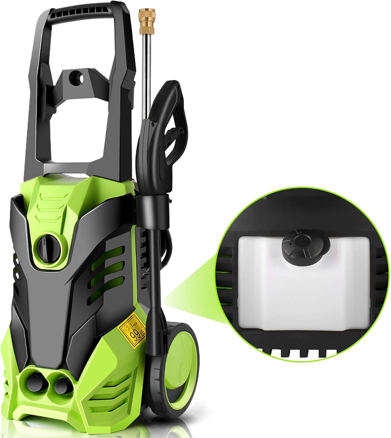 Homdox 2950 PSI Pressure Washer, Electric High Pressure Power Washer Machine with Power Hose Gun Turbo Wand 5 Interchangeable Nozzles,1800W,1.7CPM