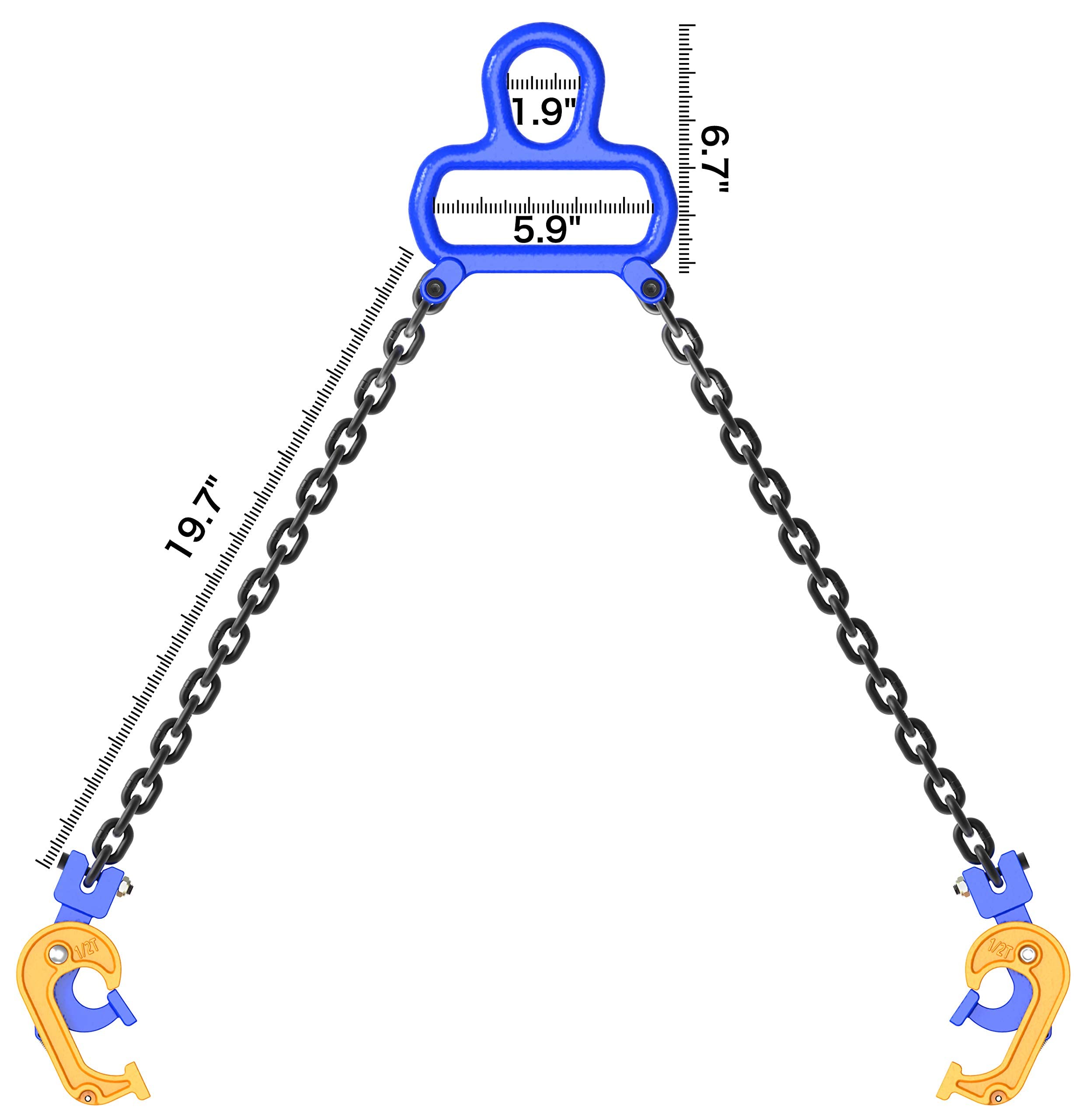 2000 Lb Capacity Chain Drum Lifter - Carbon Steel Barrel Lift Clamp With Self-Locking Hooks